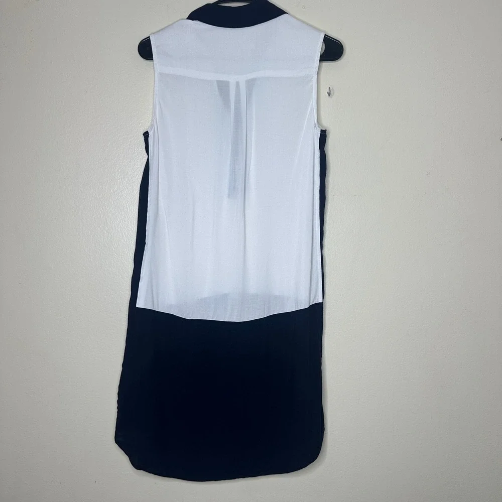 Hutch Dress Colorblock Sleeveless Shift Mini White Navy XS